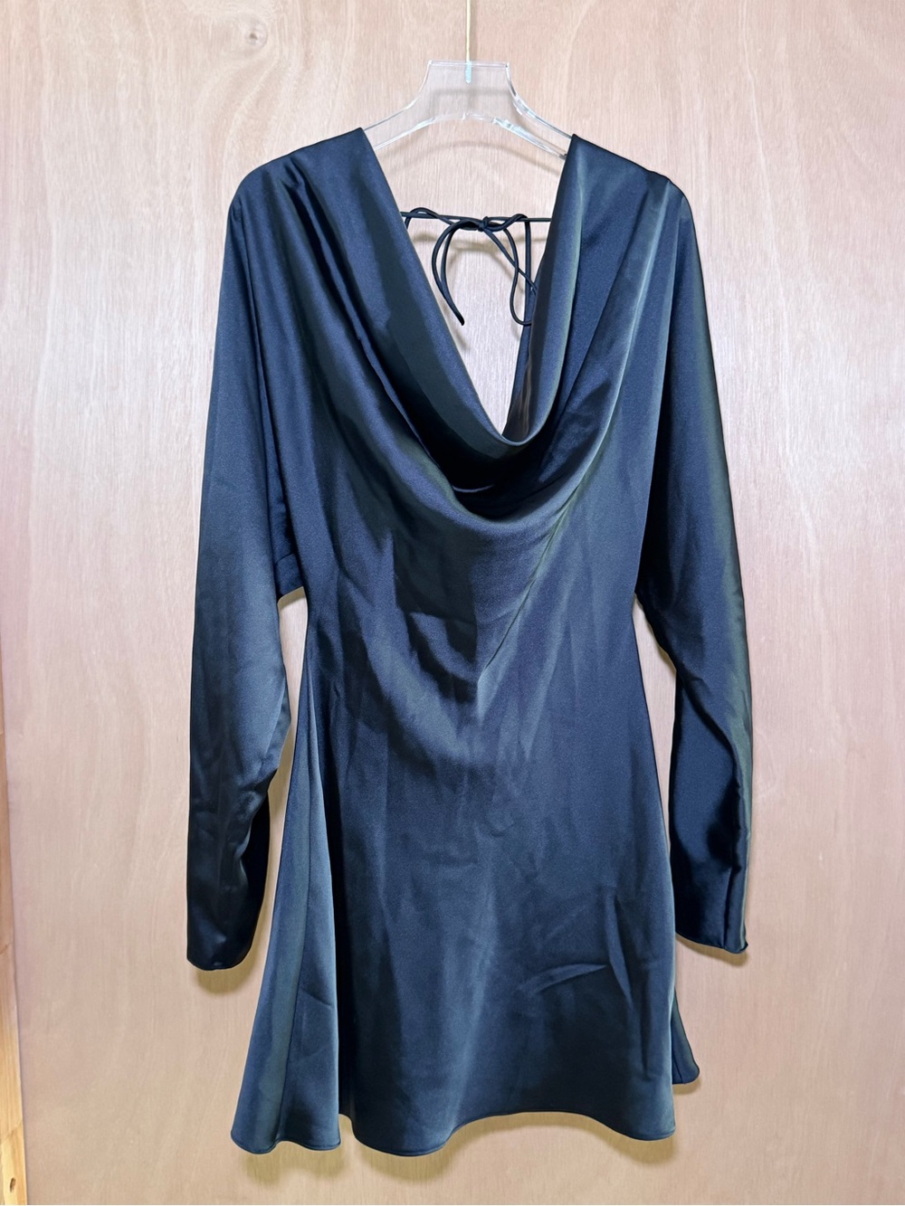 Zara Black Satin Mini Dress with Cowl Back